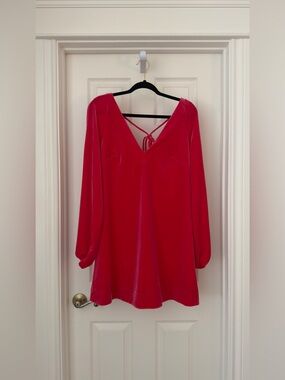 Free people mini dress pink velvet
